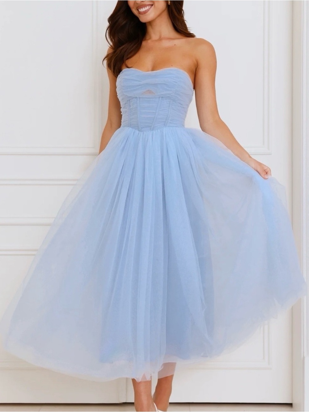 Hello Molly Light Blue Strapless Dress